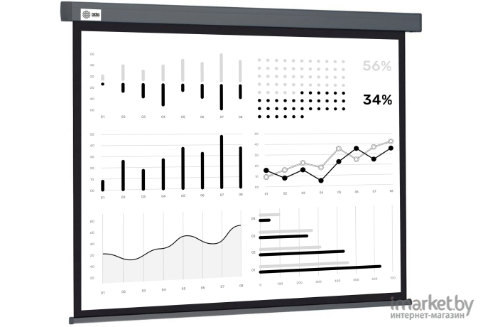 Проекционный экран Cactus 180x180см Wallscreen CS-PSW-180X180-SG серый