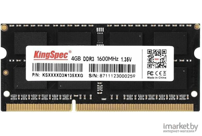 Оперативная память Kingspec SO-DIMM DDR3 DIMM 4Gb PC12800 (KS1600D3N13504G)