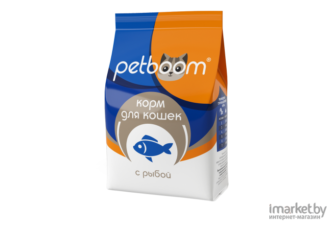 Корм для кошек PetBoom для взрослых кошек с рыбой 10 кг