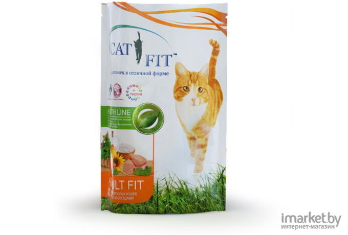 Корм для кошек Жабинковский комбикормовый завод Cat Fit для взрослых кошек с птицей и овощами 0,4 кг