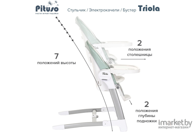 Стул для кормления Pituso Triola 3 в 1 бежевый (SG116)