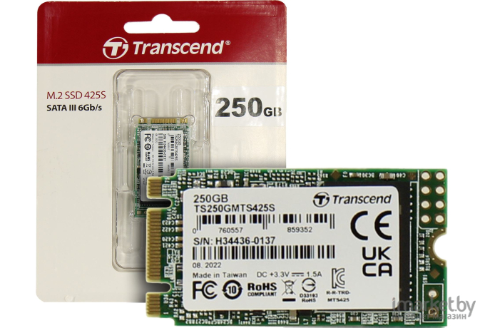 Твердотельный накопитель Transcend SSD M.2 250Gb MTS425 (TS250GMTS425S)