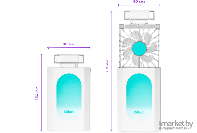 Беспроводной мини-вентилятор KITFORT KT-406-2 бело-бирюзовый