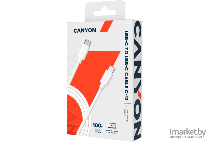 Кабель Canyon CNS-USBC12W USB-C - USB-C White
