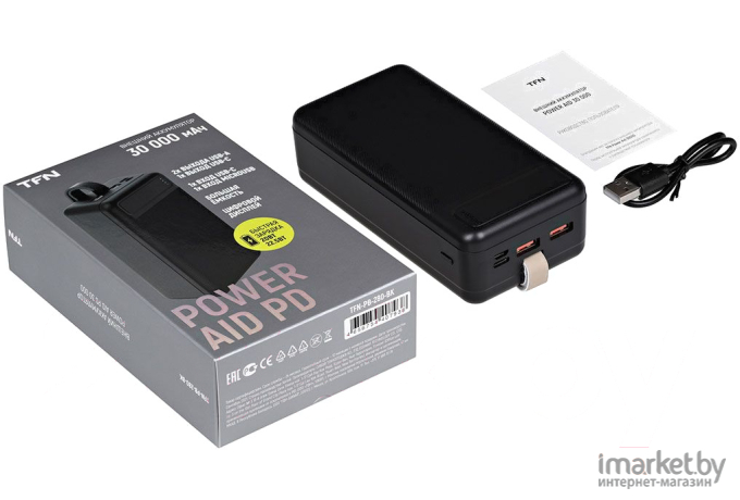 Портативное зарядное устройство (power bank) TFN PowerAid PD 30000mAh (TFN-PB-280-BK)