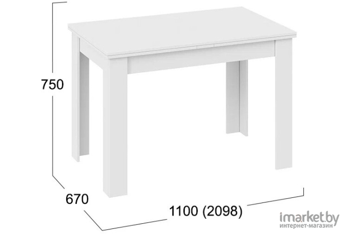 Стол обеденный ТриЯ Промо тип 4 110-209,8х67 белый/белый