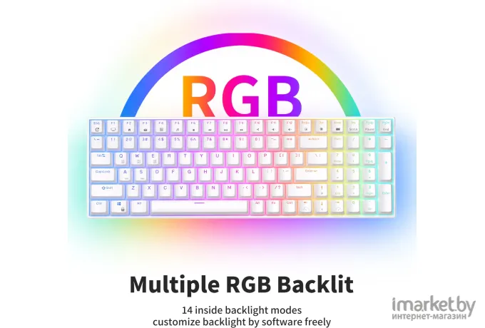 Клавиатура Royal Kludge RK100 White (USB/2.4 GHz/Bluetooth, RGB, Hot Swap, Red switch)