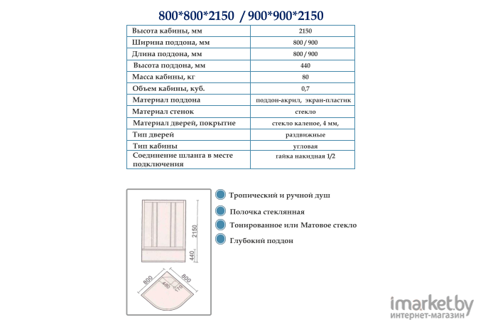 Душевая кабина Oda 8401-90BT 90х90