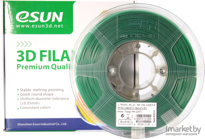 Пластиковая нить eSUN PLA+ 1,75 мм Pine Green (PLA+175PG1)