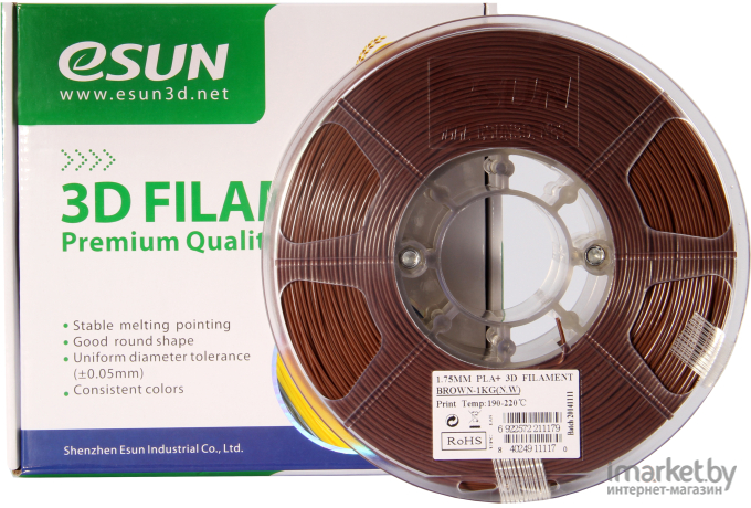 Пластиковая нить eSUN PLA+ 1,75 мм Brown (PLA+175C1)