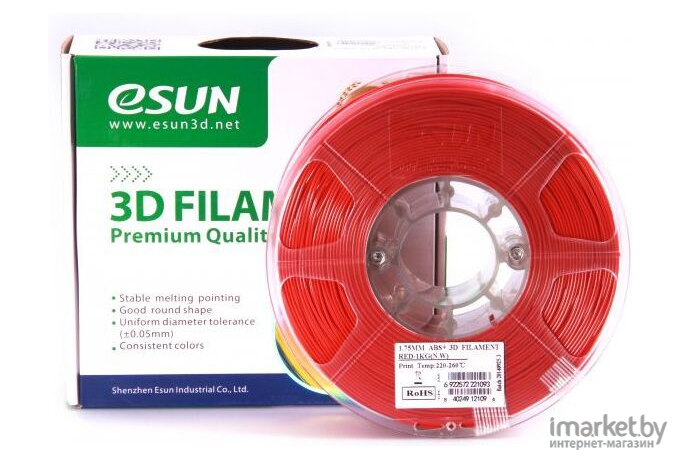 Пластиковая нить eSUN ABS+ 1,75 мм Red (ABS+175R1)