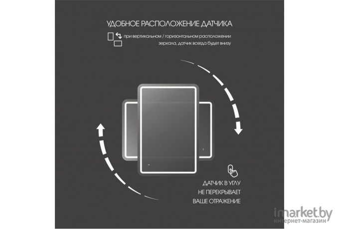 Зеркало Алмаз-Люкс Lima фронтальная подсветка, датчик движения, непрозрачный короб (Lima 8060d-6)