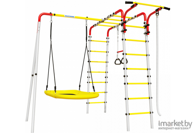 Спортивно-игровой комплекс Romana Веселая лужайка-2 R.103.25.04-01 + качели гнездо Лодка 1.Д-26.08