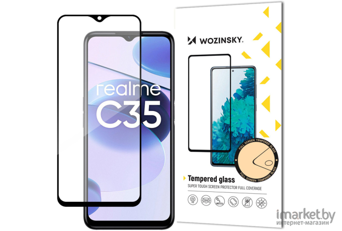 Защитное стекло Wozinsky Full Glue для Realme C35 Вlack Frame