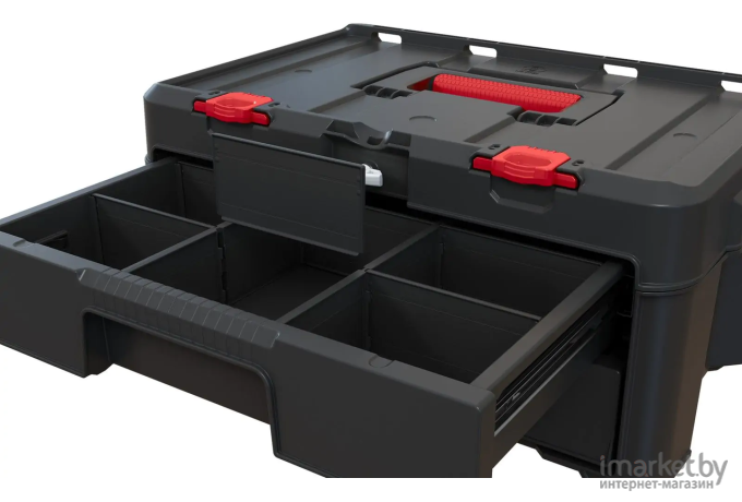 Ящик для инструментов Keter StackNRoll 2 Drawers чёрный/красный (253384)