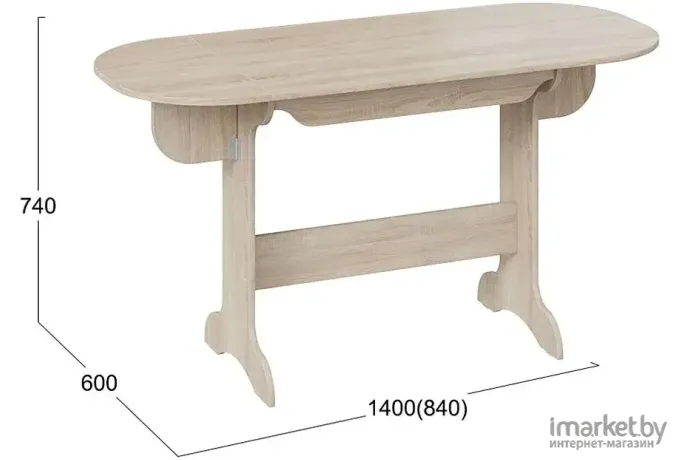 Стол обеденный ТриЯ Аманда 84-140х60 дуб сонома