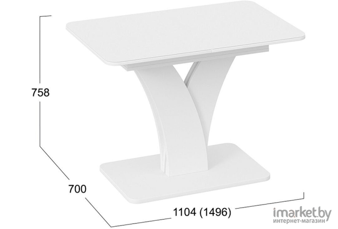 Стол обеденный ТриЯ Люксембург тип2 стекло белое матовое/белый