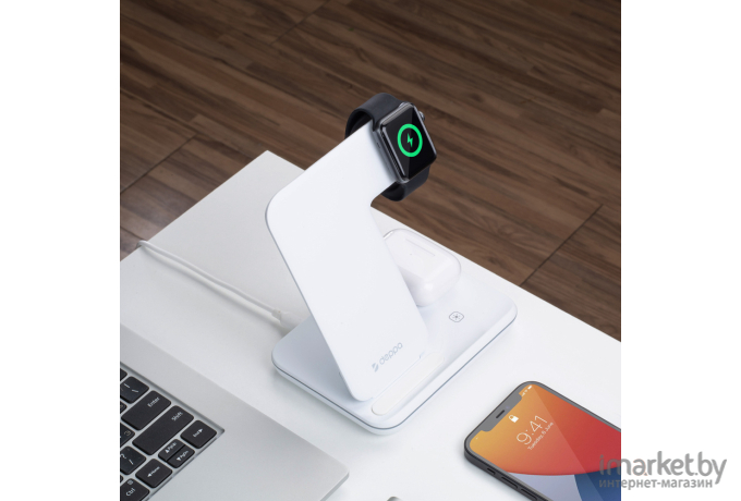 Зарядная станция Deppa 3в1 Charging Stand Neo для iPhone, Apple Watch, Airpods белый (24017)