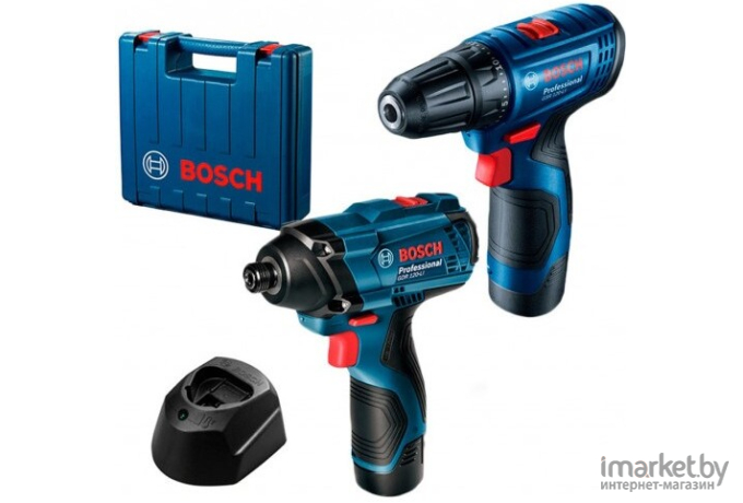 Дрель-шуруповерт Bosch GSR 120-LI+ импульсный гайковерт GDR 120-LI кейс, 2 АКБ (06019G8023)