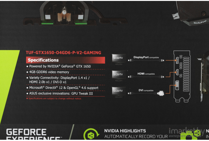 Видеокарта Asus PCI-E TUF-GTX1650-O4GD6-P-V2-GAMING