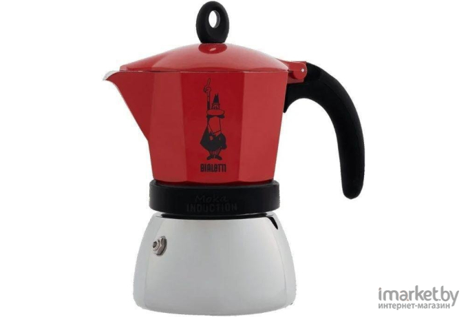 Кофеварка Bialetti Moka Induction нержавеющая сталь/красный (6946)