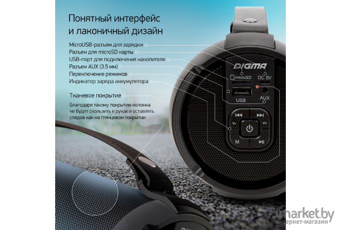 Портативная акустика Digma D-PS1520 черный (SP1520B)