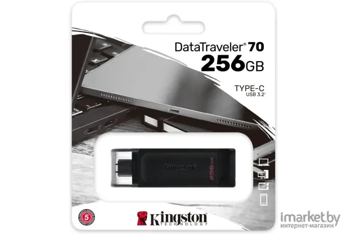 Usb flash накопитель Kingston Data Traveler 256Gb 70 Type-C DT70/256GB черный