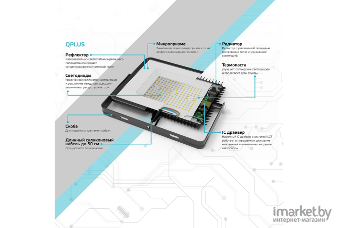 Прожектор уличный Gauss Qplus 690511330 серый