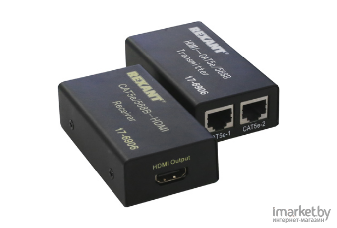 HDMI-удлинитель по витой паре Rexant RJ-45(8P-8C) кат. 5е/6, передатчик+приемник (17-6906)