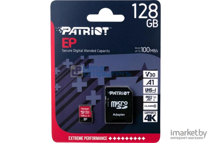 Карта памяти Patriot microSDXC EP Series 128GB с адаптером (PEF128GEP31MCX)