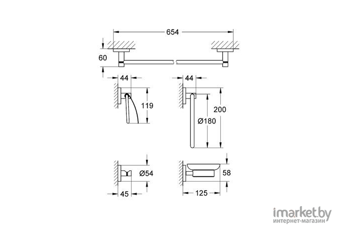 Набор аксессуаров Grohe Essentials Cube (40757001)