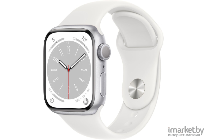 Смарт-часы Apple Watch Series 8 А2770 41мм OLED серебристый/белый (MP6L3LL/A)