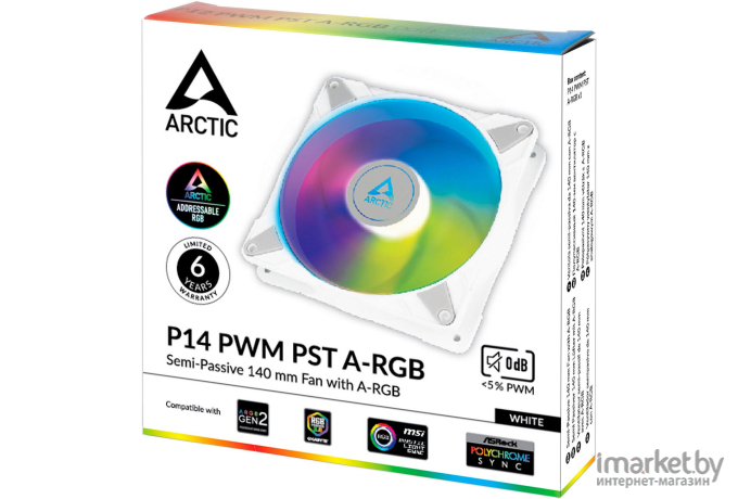 Вентилятор для корпуса Arctic Cooling P14 PWM PST ARGB White (ACFAN00276A)