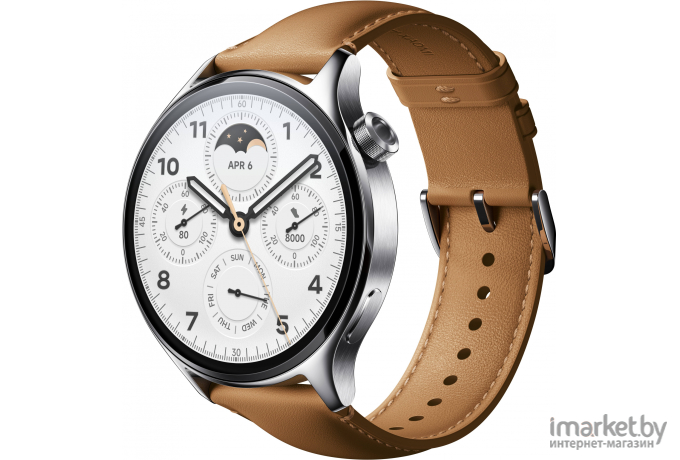 Смарт-часы Xiaomi Watch S1 Pro M2135W1 Silver + Brown Leather Strap (BHR6417GL)