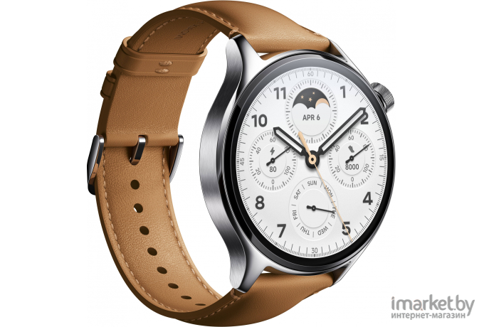 Смарт-часы Xiaomi Watch S1 Pro M2135W1 Silver + Brown Leather Strap (BHR6417GL)