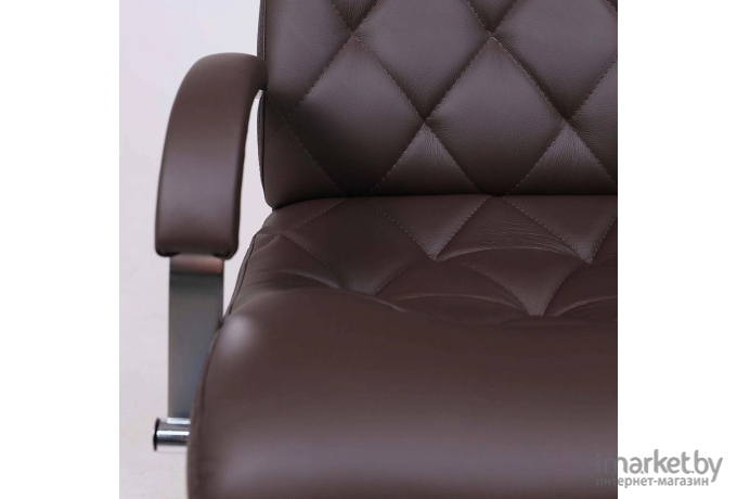 Офисное кресло AksHome Верона В хром натуральная кожа коричневый