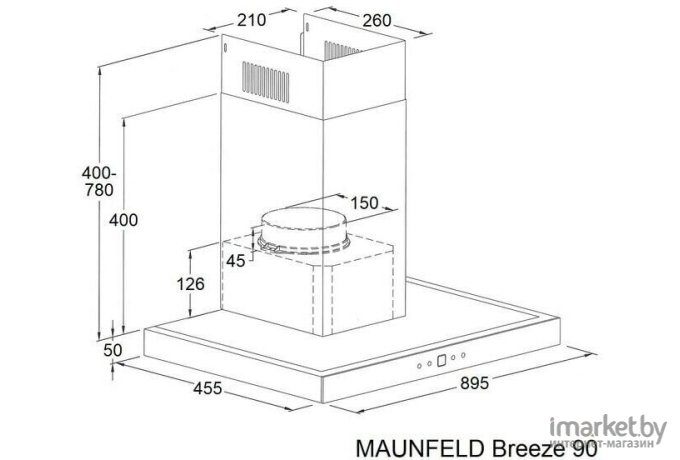 Кухонная вытяжка Maunfeld Breeze 90 нержавеющая сталь