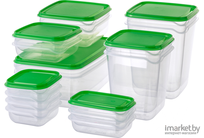 Набор контейнеров Ikea Прута прозрачный/зеленый (601.496.73)