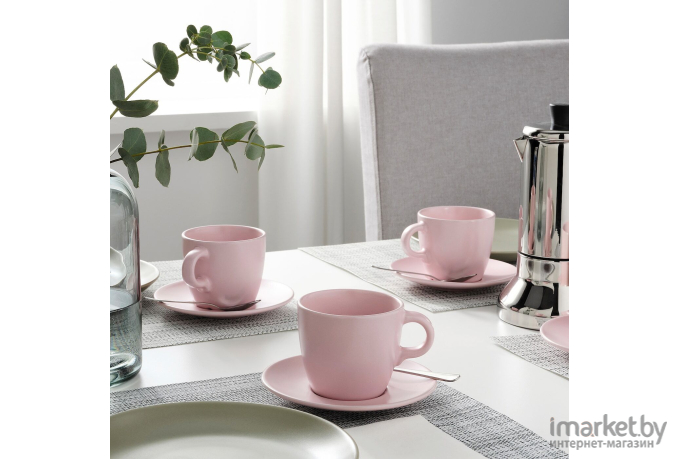Чайный набор IKEA Фэргклар светло-розовый (104.781.62)