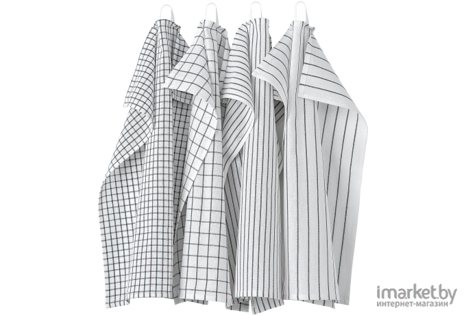 Набор кухонных полотенец Ikea Ринниг белый/темно-серый (204.763.46)