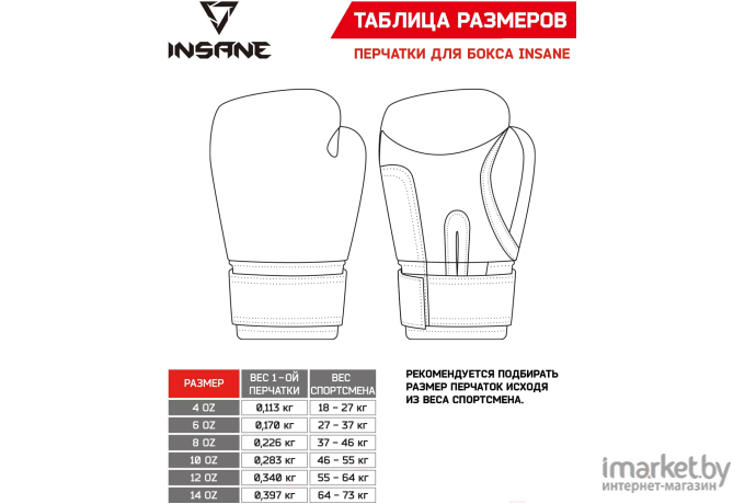 Боксерские перчатки Insane Mars 10oz Синий (IN22-BG100)