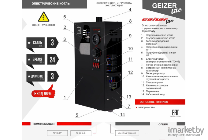 Котел Термокрафт Geizer Lite 7,5кВт (TGL-7-5)