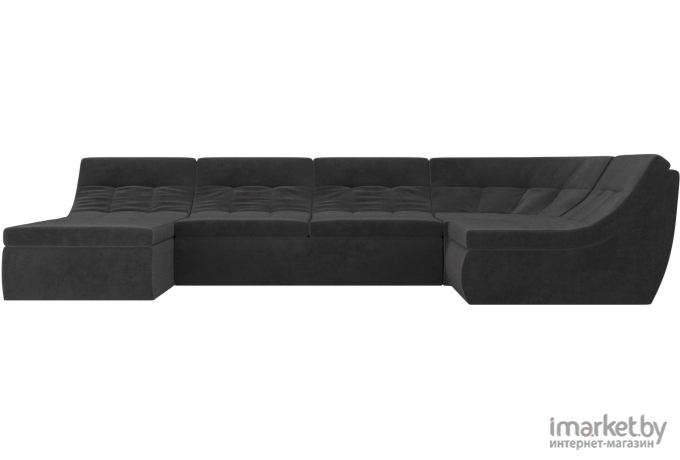 П-образный модульный диван Лига Диванов Холидей велюр серый (101850)