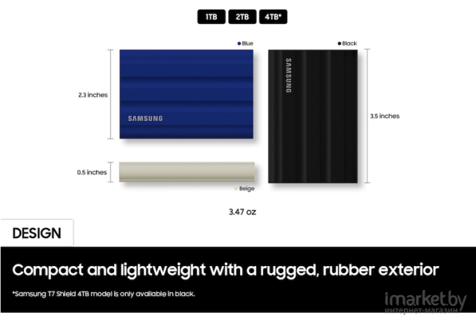 Внешний SSD Samsung T7 Shield 2TB синий (MU-PE2T0R/WW)