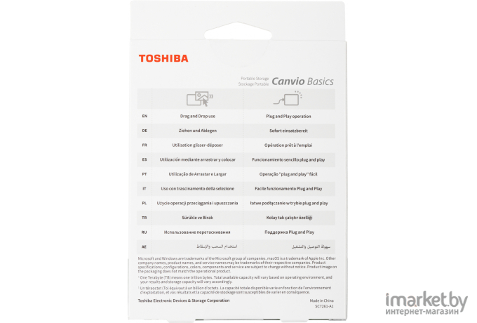 Внешний жесткий диск Toshiba Canvio Basics 4TB черный (HDTB540EK3CA)