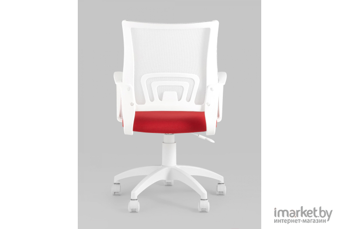 Офисное кресло TopChairs ST-Basic-W cетка/ткань белый/красный/белый пластик (ST-BASIC-W/WH/26-22)