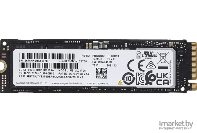 Накопитель Samsung PM9A1 1TB MZVL21T0HCLR-00B00 (NVMe, PCI-E 4.0x4, M.2)