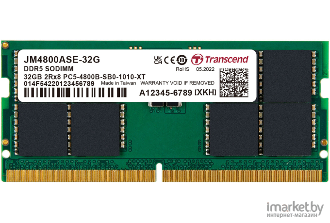 Оперативная память Transcend JetRam 32ГБ DDR5 SODIMM 4800МГц (JM4800ASE-32G)