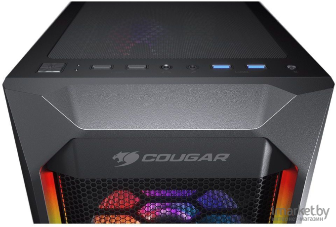 Корпус Cougar MX410 Mesh-G RGB ATX CGR-5VM6B-MESH-G-RGB без БП черный (385VM70.0004)