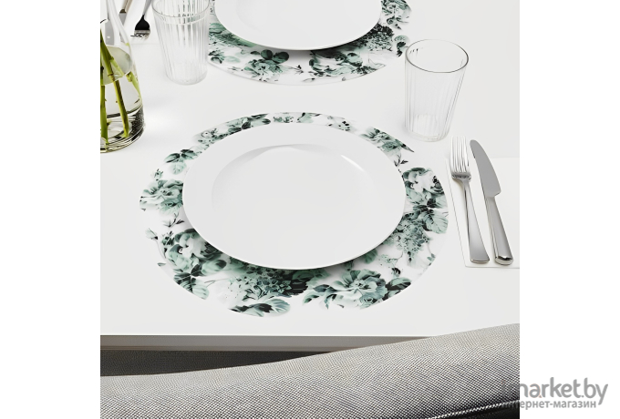 Cалфетка сервировочная Ikea Смаксинне белый/зеленый/цветок (204.031.90)